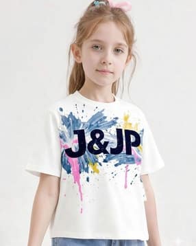 j & jp Girls Typographic Round- Neck T-Shirt-picture-36
