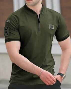 poshax Men Regular Fit Henley T-Shirt with Patch-Work-picture-31