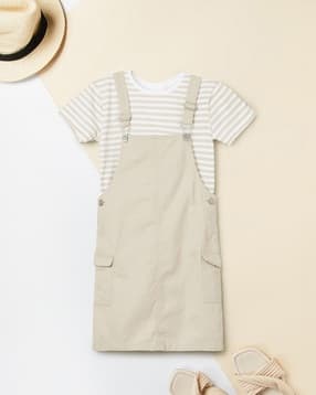 max Girls Solid Pinafore Dress with T-Shirt-picture-49