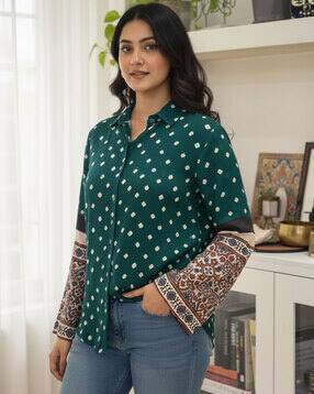 hivora Women Bandhani Print Relaxed Fit Shirt-picture-14