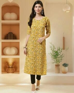 popmantra Women Floral Print Straight Kurta -picture-22