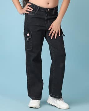 v-mart Girls Mid-Rise Flat-Front Cargo Jeans-picture-28