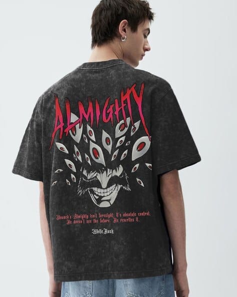 WHITE HUSK Bleach Anime Print Oversized T-Shirt White - Image 1