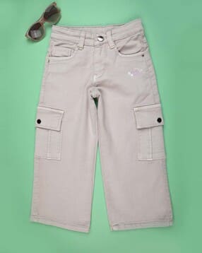 v-mart Girls Mid-Rise Flat-Front Cargo Jeans-picture-25