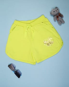 v-mart Girls Typographic Print Mid-Rise Regular Fit Hot Pants-picture-36