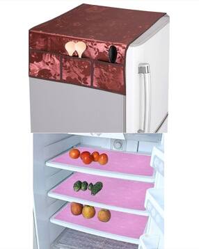 crosmo Printed Waterproof Fridge Top Cover with Anti-Slip Shelf Mats -picture-52