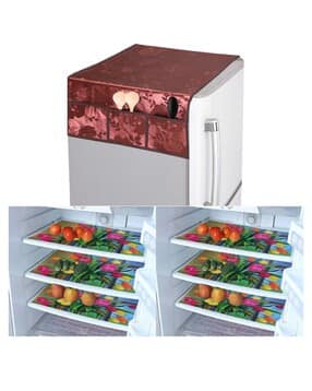 crosmo Printed Waterproof Fridge Top Cover with Anti-Slip Shelf Mats -picture-43