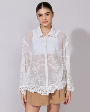 showoff Women Embroidered Relaxed Fit Shirt-picture-30