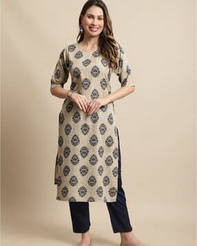 popmantra Women Floral Print Straight Kurta -picture-24