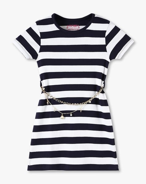 KG FRENDZ Girls Knitted A-Line Dress with Belt