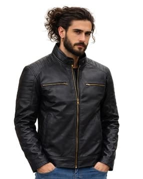 leather retail Men Regular Fit Jacket with Welt Pockets-picture-17