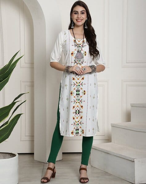 Popmantra Women Floral Print Straight Kurta