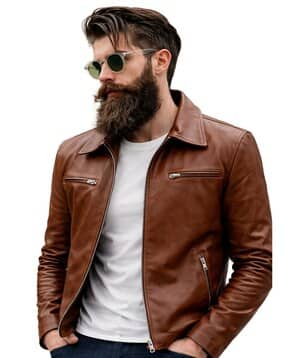 leather retail Men Regular Fit Biker Jacket with Full Sleeves-picture-10