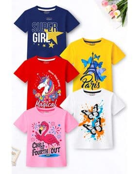 trampoline Girls Pack of 5 Printed Round-Neck T-Shirt-picture-16