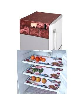 crosmo Printed Waterproof Fridge Top Cover with Anti-Slip Shelf Mats -picture-23