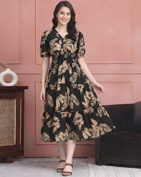 XQsee Women Printed Tiered Dress