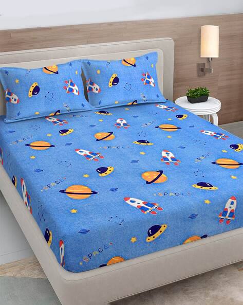 FABINALIV 300 TC Printed King-Size Bedsheet with Pillow Covers
