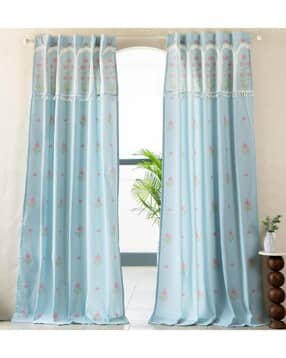 tranquebar home Set of 2 Floral Print Cotton Door Curtains-picture-39