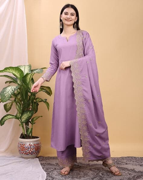 Nyrika Women Embroidered Anarkali Kurta with Pants & Dupatta