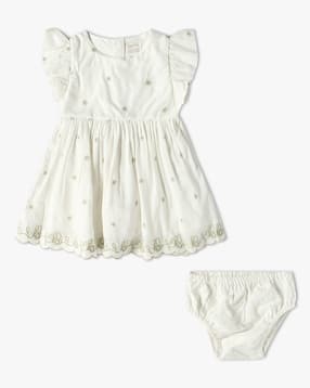 Embroidered A-Line Dress & Bloomer Set-image-45