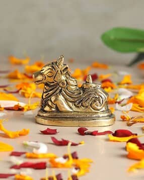 habere india Handcrafted Nandi Brass Statue-picture-19