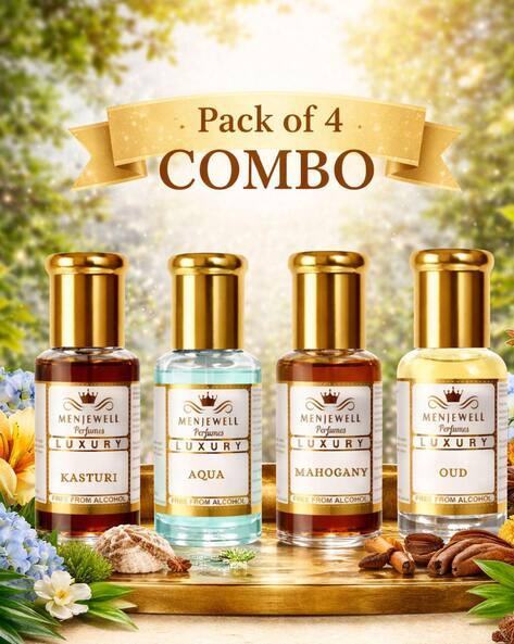 Menjewell Pack of 4 Long Lasting Attar- 5ml
