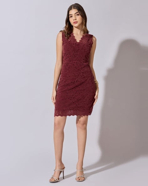 Buy Maroon Dresses for Women by SHOWOFF Online | Ajio.com