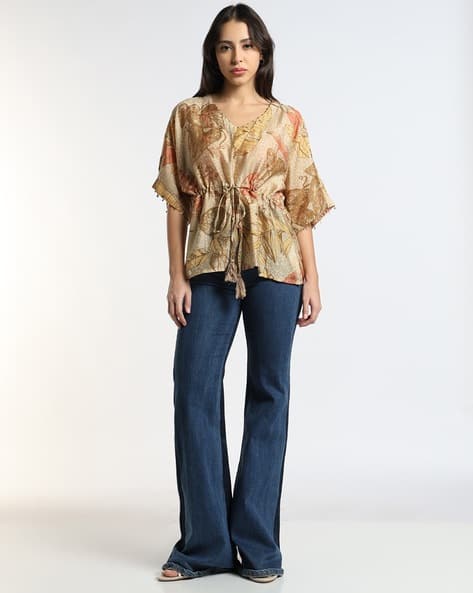 Svrnaa by AZORTE Floral Printed Cotton Silk Top