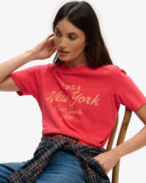 superdry Women Typographic Relaxed Fit Crew-Neck T-Shirt-picture-27
