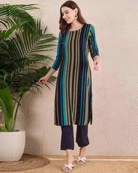 popmantra Women Striped Straight Kurta -picture-21