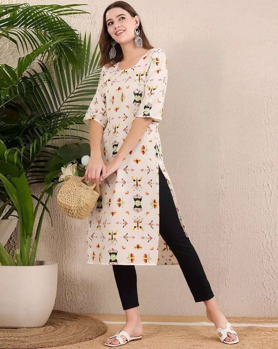 Popmantra Women Printed Straight Kurta For Women (Multi, S)
