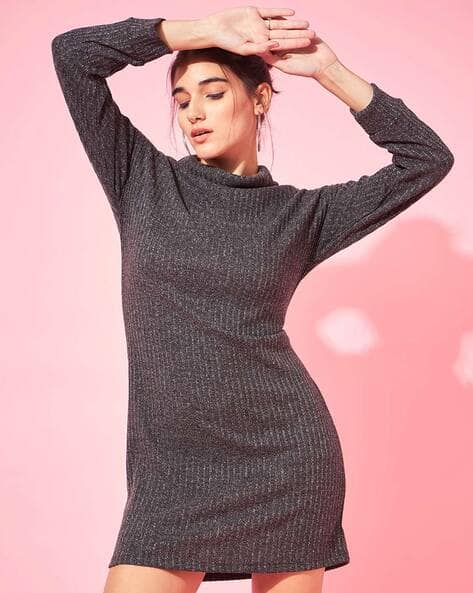 grey turtleneck bodycon dress Yolanda Poloneck Bodycon Dress