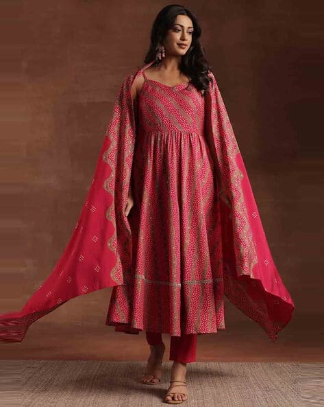 Gerua By Libas Women Printed 3-Piece Anarkali Kurta Set