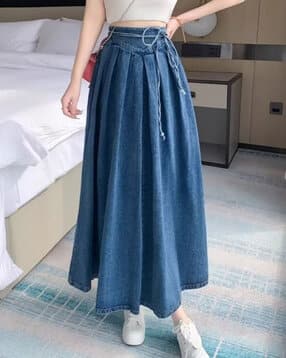 divawalk Women Washed Maxi Flared Skirt-picture-10