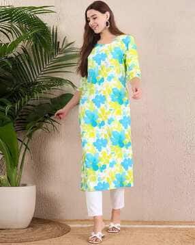 popmantra Women Floral Print Straight Kurta -picture-47