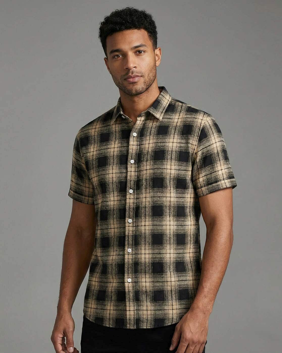 Buda Jeans Co Men Printed Regular Fit Shirt For Men (Black, M)