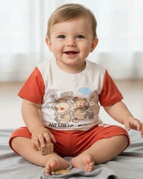 v-mart Cartoon Print T-Shirt & Shorts Set-picture-41