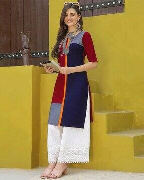 popmantra Women Colourblock Straight Kurta-picture-50