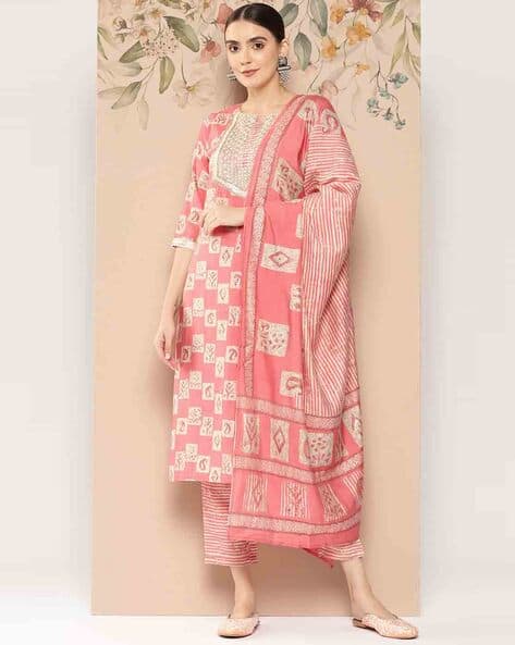 LIBAS — Women Paisley Print Straight Kurta with Pants & Dupatta