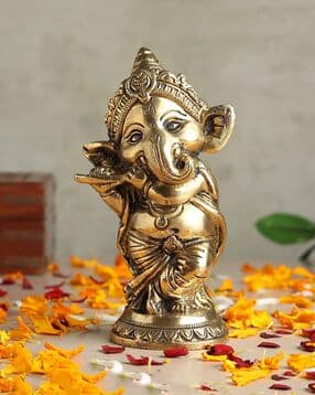 habere india Decorative Pure Brass Ganesha Idol for Devotion, Festivals, and Home Décor-picture-20