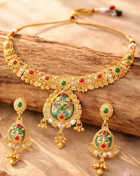 Fabula Rajwadi Ghungroo Design Kashmiri Necklace Set