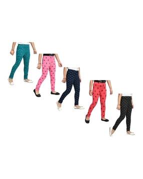 indiweaves Girls Pack of 5 Printed Leggings-picture-0