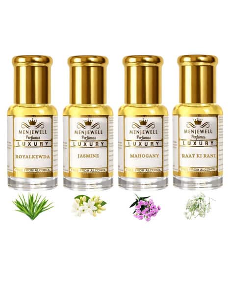 Menjewell Unisex Pack of 4 Long Lasting Fragrance Attar