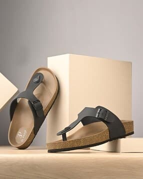 el paso Men T-Strap Flip-Flops with Buckle Accent-picture-26