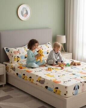 fabinaliv Floral Cotton Blend Double Bedsheet with 2 Pillow Covers-picture-13