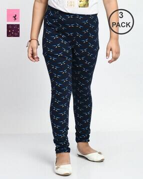 indiweaves Girls Pack of 3 Printed Leggings with Elasticated Waist-picture-14