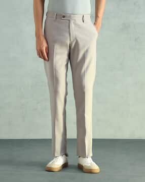 Men Tapered Fit Flat-Front Trousers-image-24