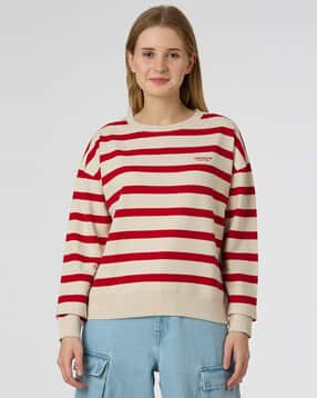 pepe jeans Women Striped Comfort Fit Sweatshirt-picture-42
