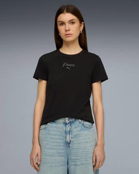 puma Women Essentials Script Regular Fit Crew-Neck T-Shirt-picture-16
