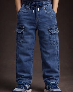 Boy Straight Fit Jeans with Drawstring Waist-image-7
